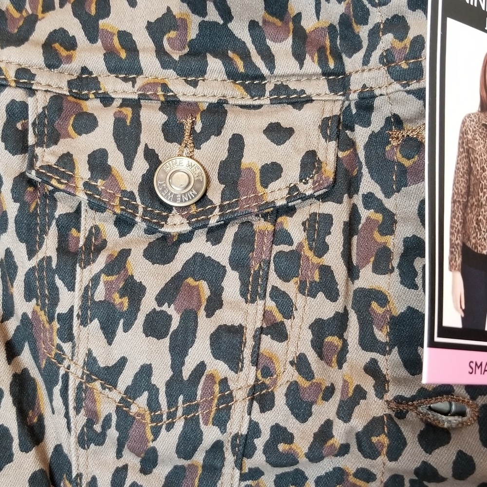 🔥SALE🔥NINE WEST BNWT Cheetah Jean Jacket - Picture 8 of 10